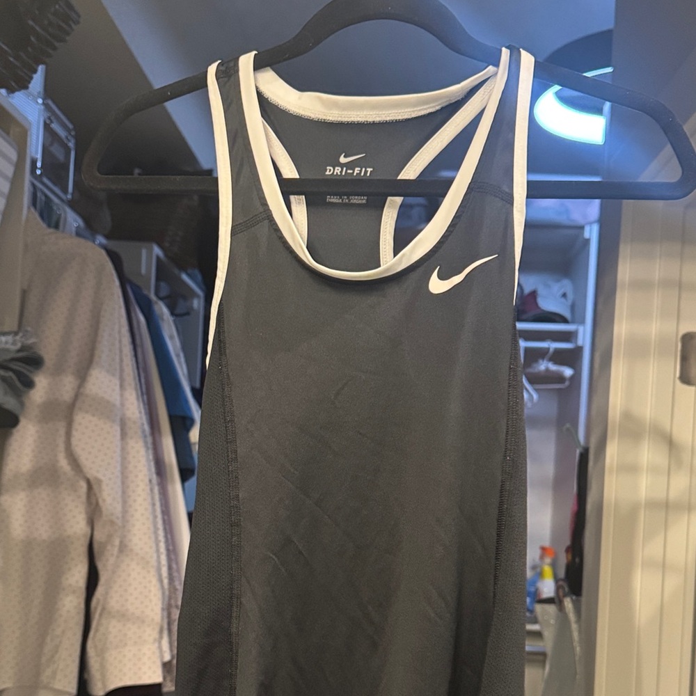 Nike Womens Black and White Dri-FIT Tank